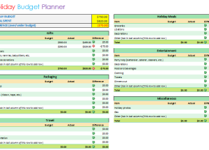 Holiday Budget Planner Template Basic Format