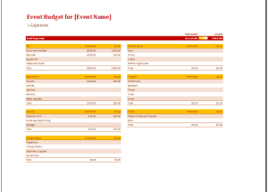 Basic Event Budget Template