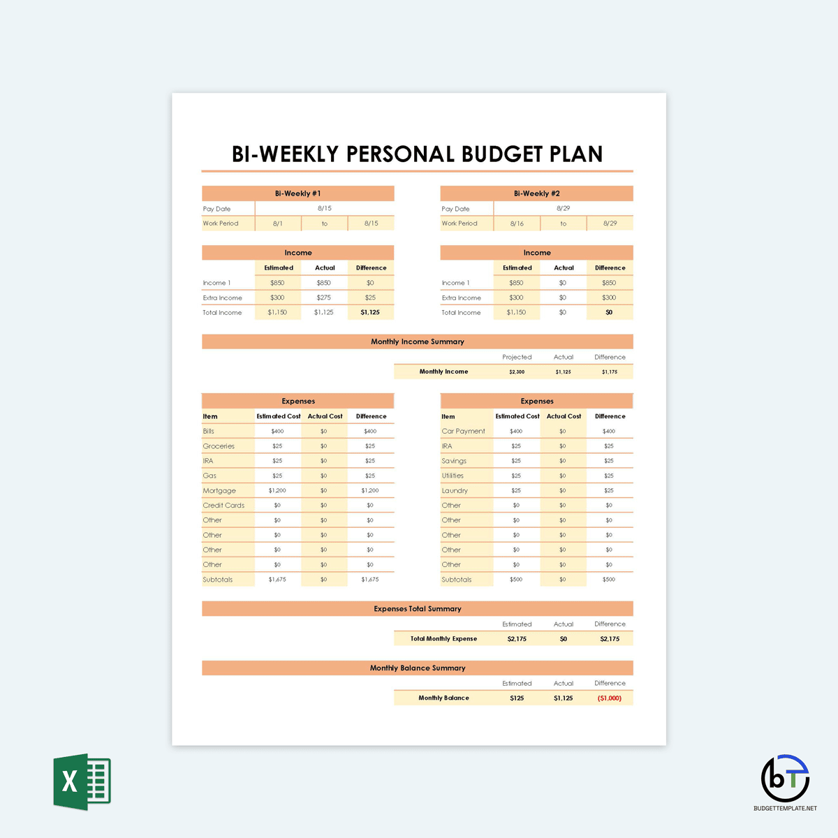 bi weekly budget template google sheets