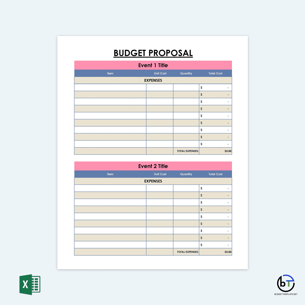 free budget proposal template word