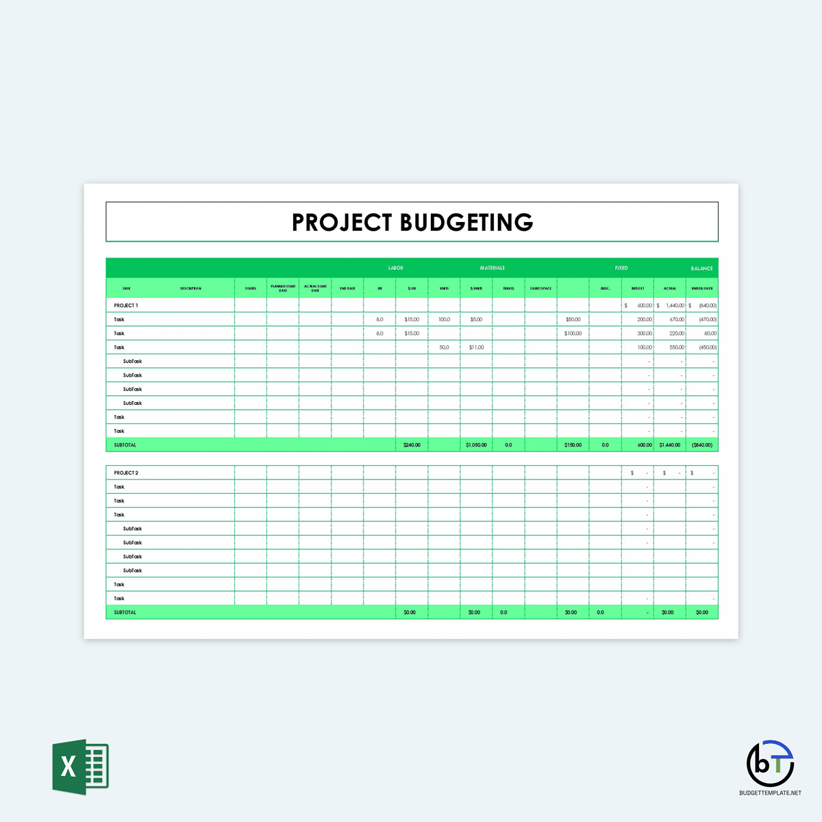 simple project budget template google sheets