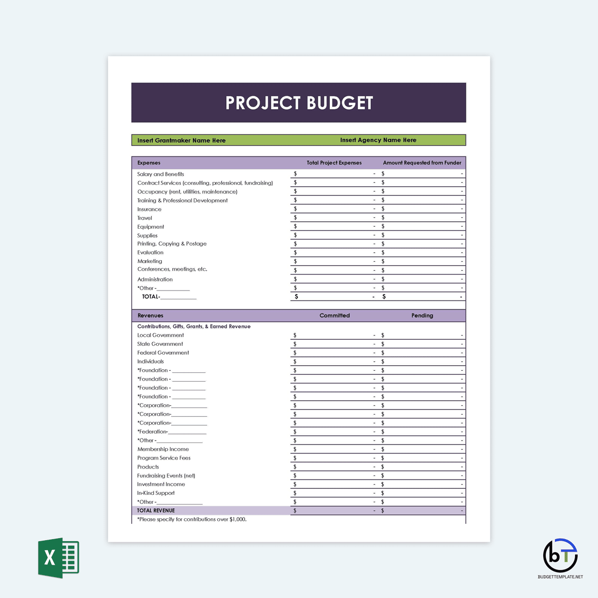 software project budget template excel 