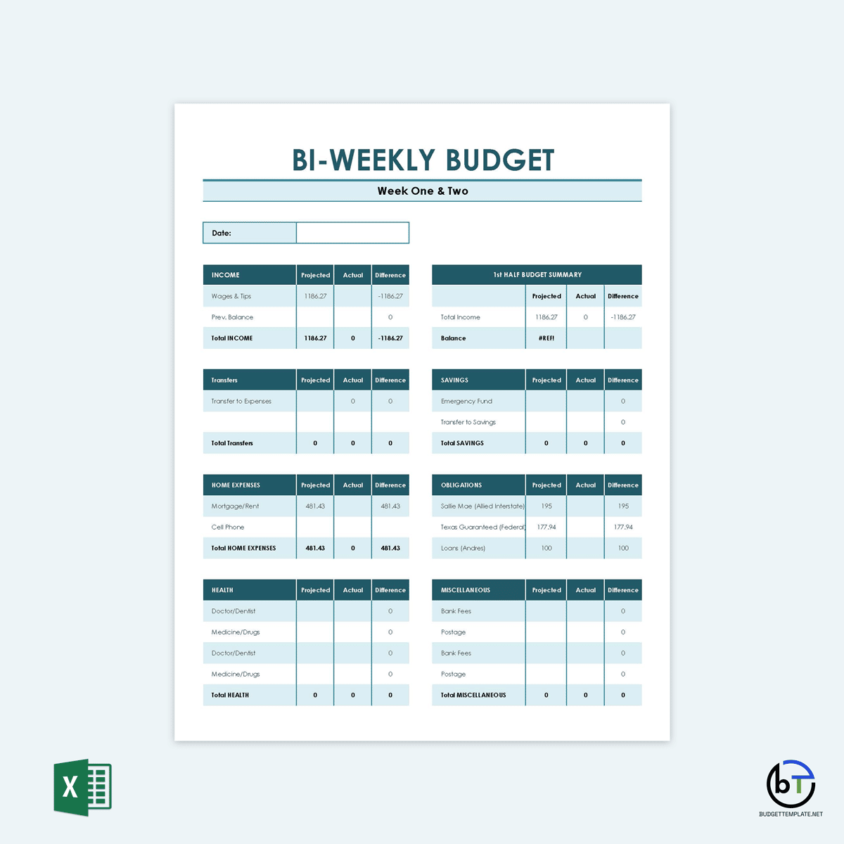  weekly budget template excel